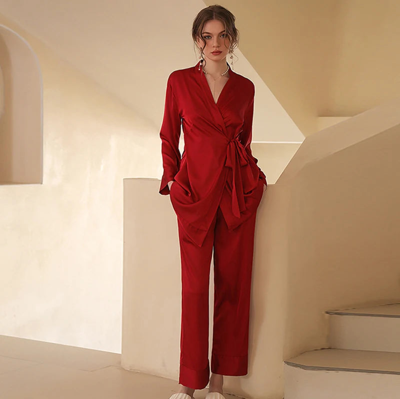 Schlafelite Vintage Satin-Pyjama mit Kimono