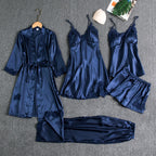 Schlafelite 5-teiliges Satin-Pyjama Set – Eleganz für Tag & Nacht