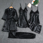 Schlafelite 5-teiliges Satin-Pyjama Set – Eleganz für Tag & Nacht